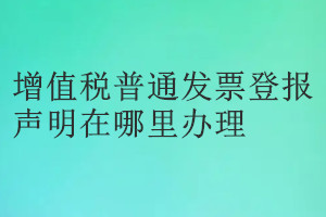 增值税普通发票登报声明在哪里办理