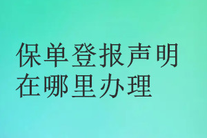 保单登报声明在哪里办理